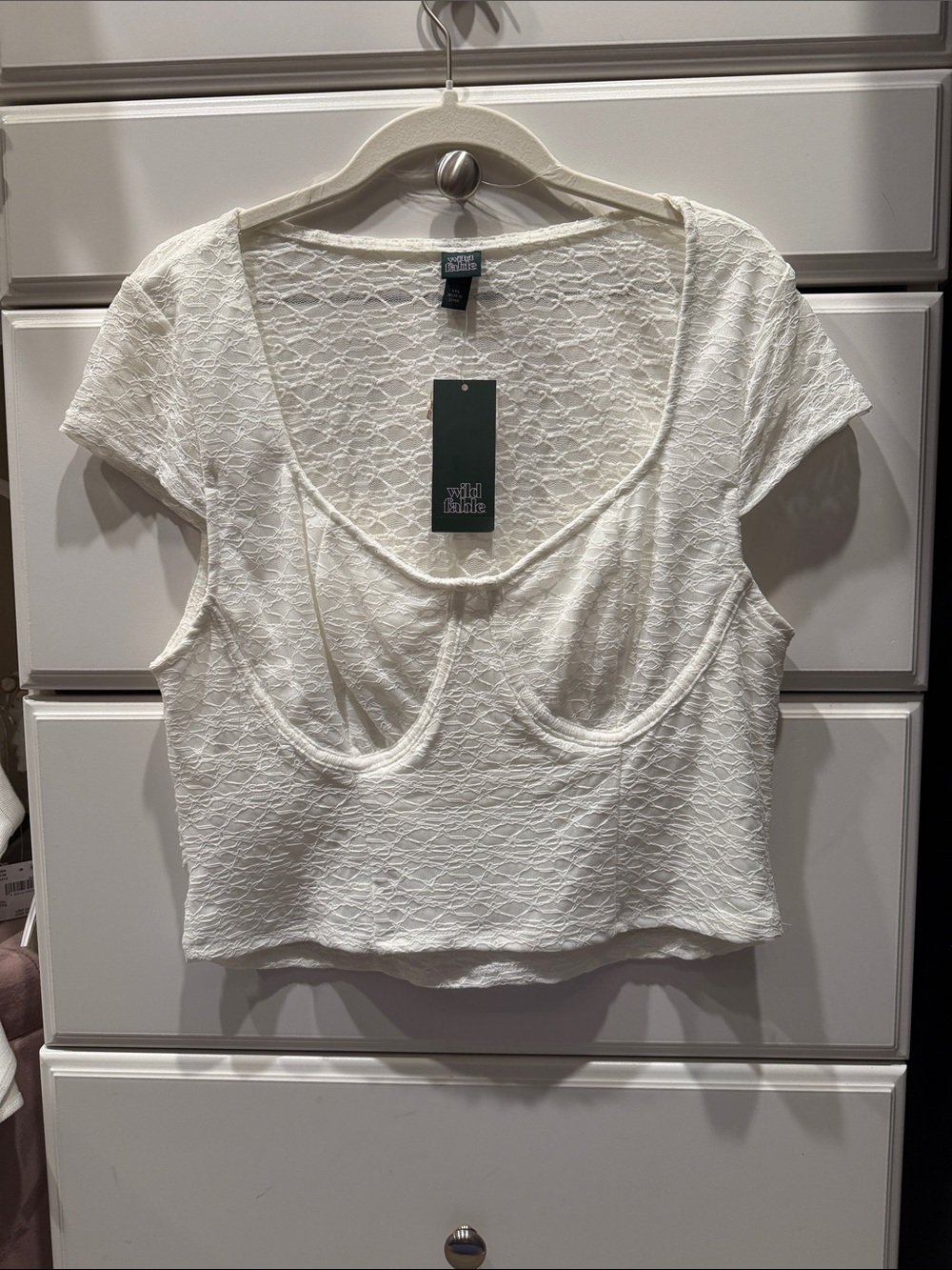NWT wild fable White Lace Scoop Crop Top